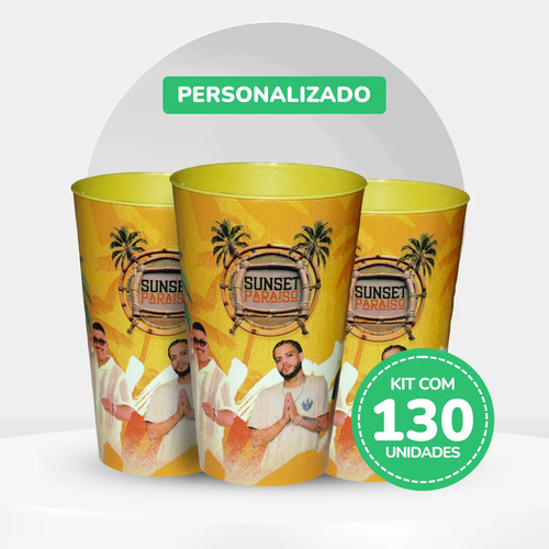 Kit 130 Unidades Copo Label Personalizado 350ml Plastix